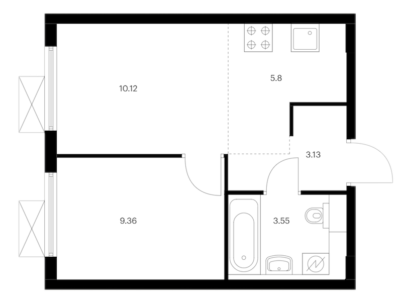1-комнатная квартира 31.96 м², 15/24 эт., ЖК «Заречный парк»